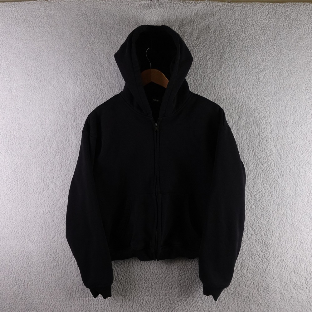 Khy by Kylie Jenner Women Black Full Zip Up Cropped Hoodie Sweatshirt Large